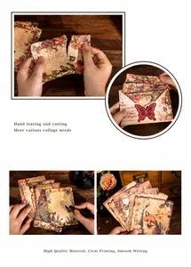 Détails de vieux papiers floraux pour scrapbooking avec bords brûlés et motif de renard