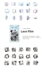 Detailed view of 30pcs vintage floral PET stickers for scrapbook decoration