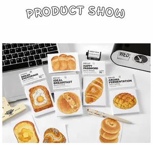 Details von Haftnotizen mit Brotmotiven wie Toast und Croissants für Scrapbooking