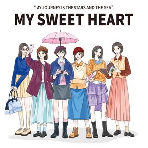 Flat illustration of diverse fashion characters and outfits for DIY planners and stickers