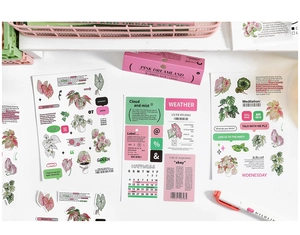 Detailed view of Caladium themed stationery stickers with 3 pieces for DIY planners
