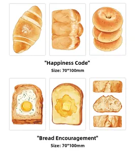 Detailansicht der Aquarell-Notizblöcke mit Brotmotiven wie Croissant und Toast