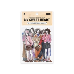 30-piece illustrated girl sticker pack featuring various poses and outfits for DIY crafts