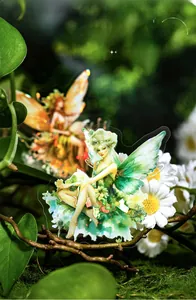 Macro detail of fairy stickers featuring shell light iridescent texture and flower theme