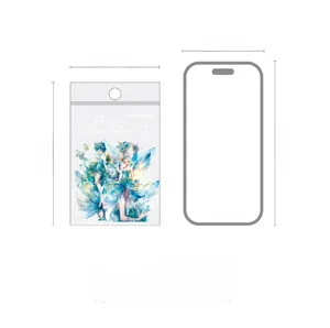 Size comparison of Divine Flower Envoy stickers 80x128mm next to an iPhone 14