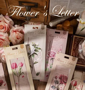 Detailed close-up of retro floral bookmarks with artistic hand-drawn flower designs