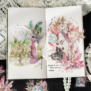 Dreamy PET stickers with holographic shell finish for DIY journals and scrapbooking