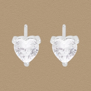 Boucles d'Oreilles Clous Cœur en Argent Sterling 925 pour Femmes Zirconia Taille Cœur Incrusté Bijoux Élégants Cadeau