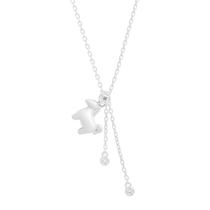 S925 Sterling Silber Hasen Halskette mit mattem Finish und Quasten-Münzanhängern