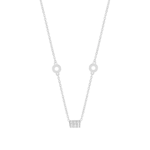 Elegant S925 sterling silver necklace with a sparkling diamond-encrusted cylinder pendant