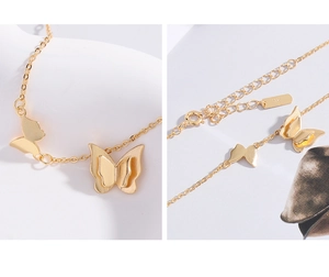 Detail of S925 sterling silver butterfly pendant with adjustable chain and hallmark