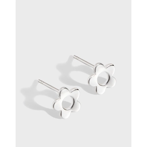 Minimalist 925 Sterling Silver Small Flower Stud Earrings For Women Sweet Dainty Hollow Floral Ear Jewelry Daily Accessory
