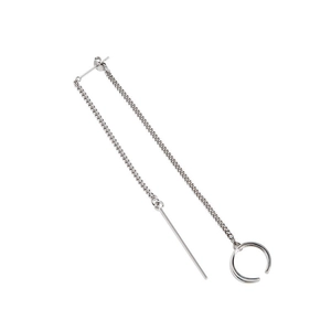 Minimalist S925 sterling silver long drop earrings with chains and geometric circles