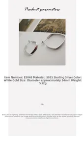 Detailansicht der geometrischen S925 Sterlingsilber Ohrringe mit 24mm Durchmesser Maßen