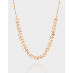 925 Sterling Silver Leaf Choker Necklace For Women Minimalist French Style Gold Plated Botanical Pendant Necklace Jewelry Gift