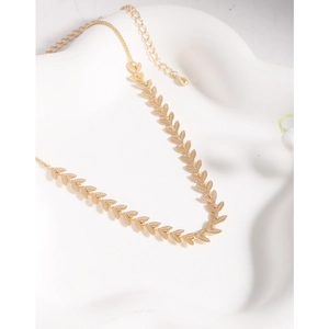Elegant gold leaf choker necklace in S925 sterling silver with adjustable chain link