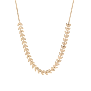 Minimalist S925 sterling silver leaf choker necklace with gold-plated double-row textures