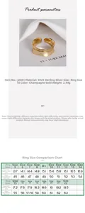 Detailed S925 sterling silver ring size chart with inner diameter and finger circumference
