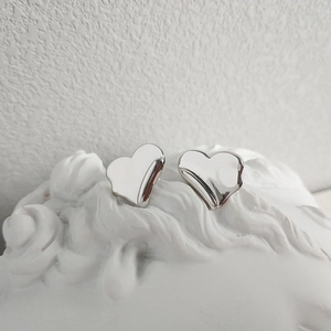 925 Sterling Silver Heart Angel Wing Stud Earrings Minimalist Liquid Metal Mirror Polished Niche Design Women Jewelry