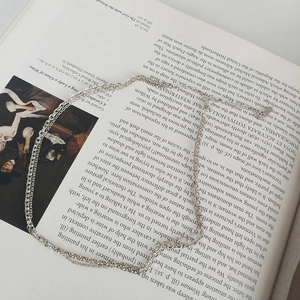 Minimalist double layer S925 sterling silver chain necklace for women in Korean style