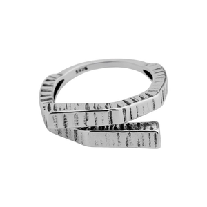 Minimalistischer S925 Sterlingsilber Ring, zweilagig mit Vintage-Lava-Struktur