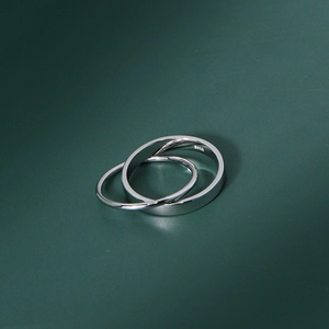 Minimalist 925 Sterling Silver Ring For Women Men Interlocking Double Loop Geometric Band Ring Fashion Jewelry Couple Gift