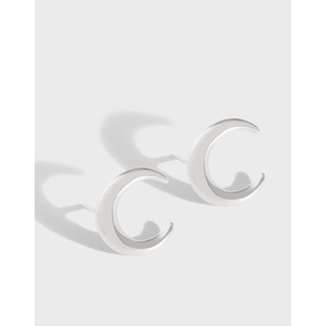 925 Sterling Silver Crescent Moon Stud Earrings For Women Minimalist Dainty Half Moon Geometric Piercing Jewelry Gift