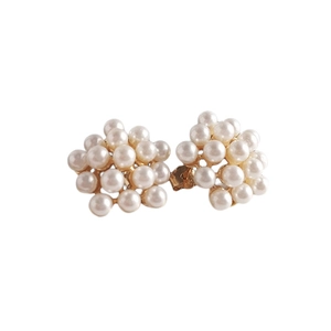 Elegant S925 sterling silver pearl cluster earrings with fireworks design and gold finish