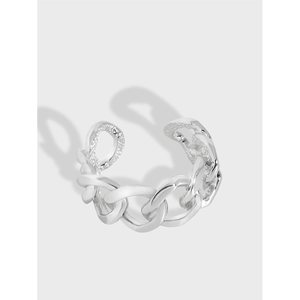 Minimalist 925 Sterling Silver Hollow Wrap Chain Link Adjustable Ring For Women Elegant Ins Style Geometric Jewelry Gift