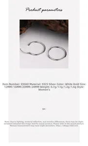 Guide détaillé des tailles pour créoles en argent sterling S925 fini argenté