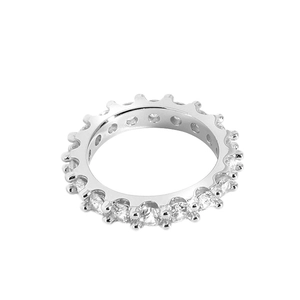 Minimalist S925 sterling silver eternity gear ring with sparkling round zircon stones