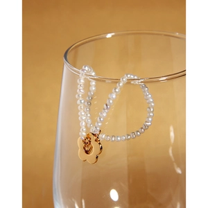 Bracelet en Argent Sterling 925 Avec Perles Artificielles pour Femme Pendentif Fleur d'Or Style Ins Minimaliste Bijoux Cadeau
