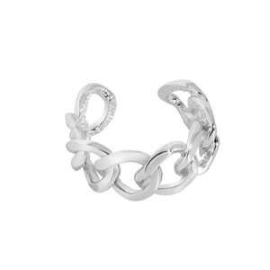 Minimalist S925 sterling silver hollow curb chain open ring with polished metal finish