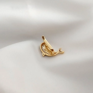 Polished S925 sterling silver dolphin clip earrings with sparkling zircon stones