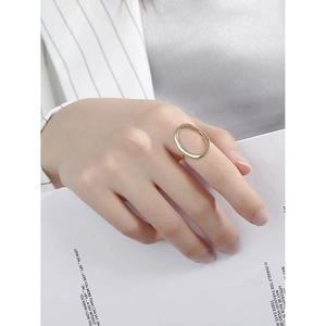 Minimalistischer Ring aus S925 Sterlingsilber mit unregelmäßigem hohlem ovalem Design