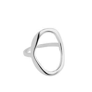 Unregelmäßiger hohler ovaler S925 Sterling Silber Ring in minimalistischem Design