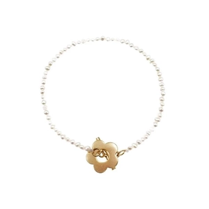 Élégant bracelet en perles d'argent 925 avec fermoir OT doré en forme de petite fleur