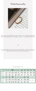 Detailed S925 sterling silver ring size chart with inner diameter and circumference metrics