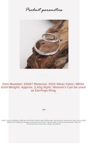 Detailansicht des S925 Sterlingsilber-Ohrclips und Rings mit Zirkonia-Akzenten