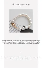 Detailed view of Baroque pearl bracelet with S925 silver champagne gold toggle clasp closure