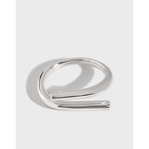 S925 Sterling Silver Minimalist Geometric Line Open Ring For Women Adjustable INS Style Fashion Finger Jewelry Gift