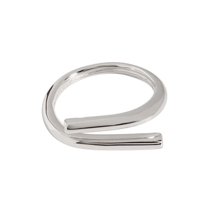 Minimalist S925 sterling silver open ring with modern geometric wrap design