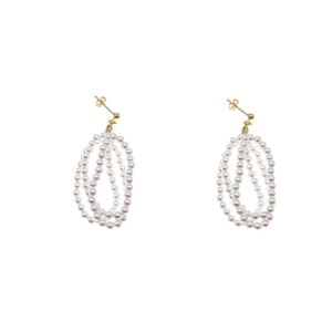 Elegante S925 Sterlingsilber Gold Ohrringe mit dreischichtigen Perlenkreisen im Tropfen-Design