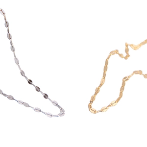 Minimalist S925 sterling silver flat olive link chain necklaces in gold and silver
