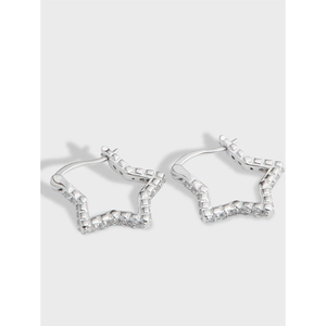 S925 Sterling Silver Rhinestone Star Stud Earrings For Women Minimalist Pave Dainty Five Pointed Star Earring Jewelry Gift