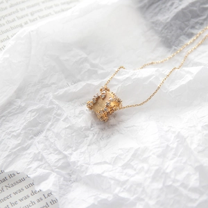 Minimalist 925 Sterling Silver Gold Plated Rotating Bead Necklace For Women Elegant Rhinestone Clavicle Chain Jewelry