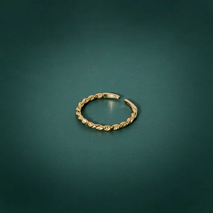 S925 Sterling Silver Gold Plated Minimalist Rope Twist Open Ring For Women Adjustable Vintage Geometric Finger Ring Gift
