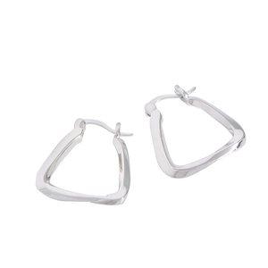 Minimalist S925 sterling silver geometric triangle hoop earrings with polished finish