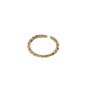 Minimalist S925 sterling silver twisted rope open ring with a polished gold finish