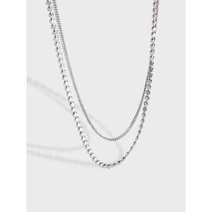 Collana da Donna in Argento Sterling 925 a Doppio Strato Minimalista Geometrica a Disco Catena della Clavicola Gioielli Trendy